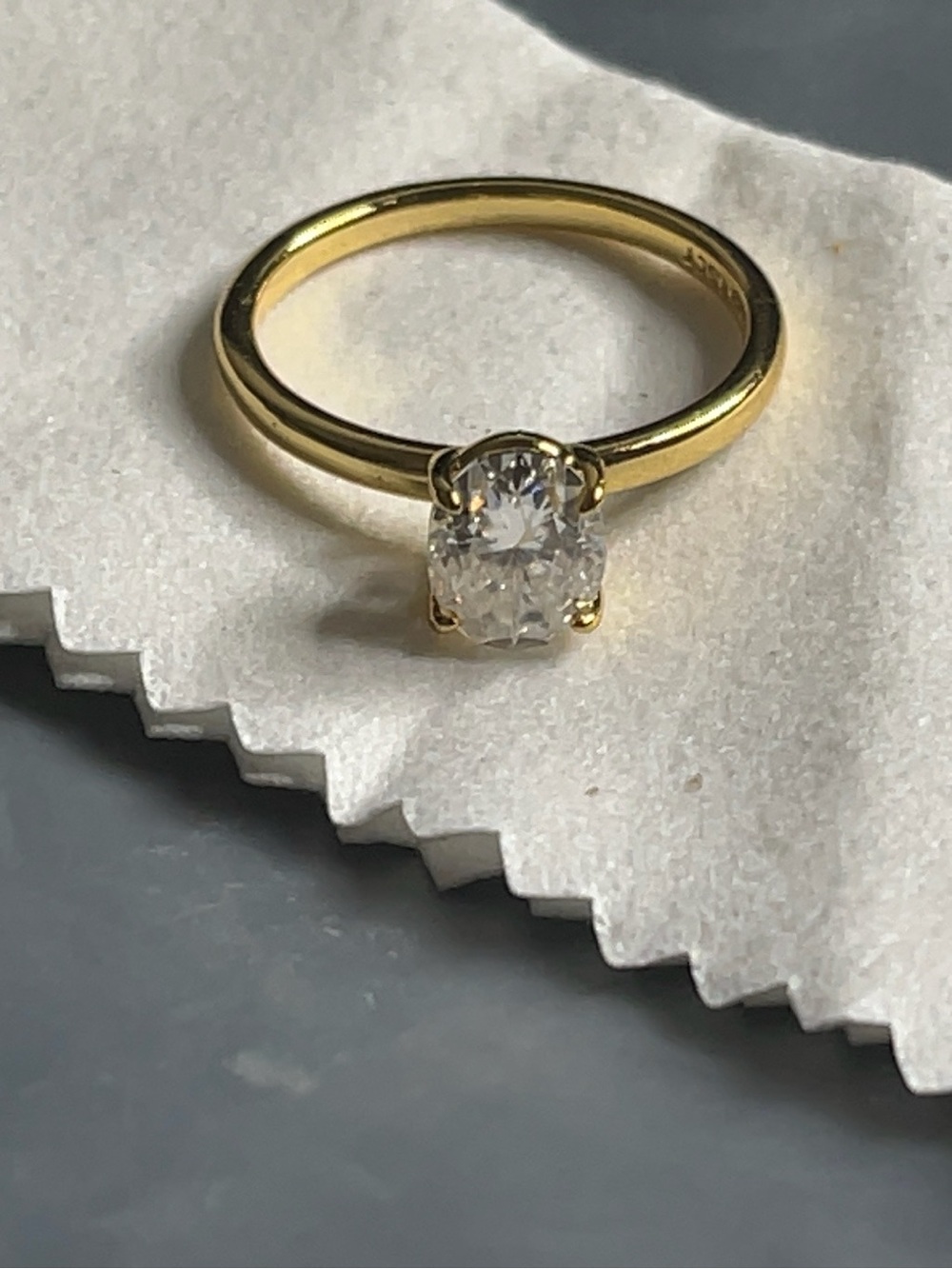 1.5 CT Oval Moissanite Solitaire Ring Gold Over S925 Size 7